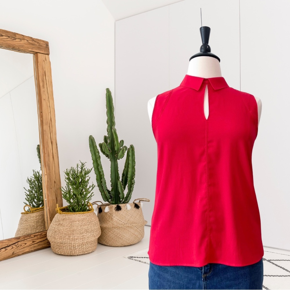 Ann Taylor Sleeveless Collared Shell Top